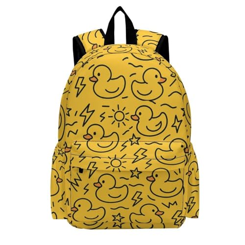 16 Inch Backpack Duck Lines Pattern Laptop Backpack School Bookbag Shoulder Bag Casual Daypack