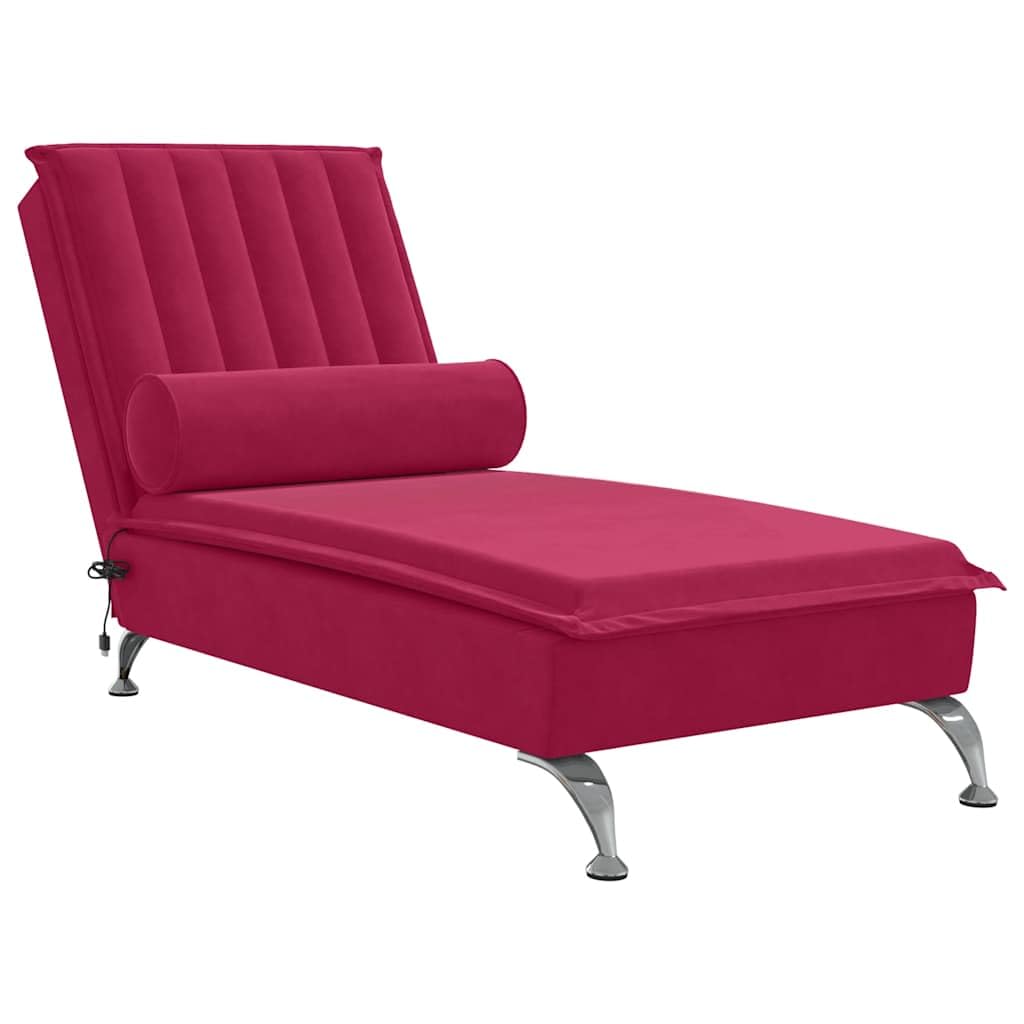 Chaise longue de massage velours bordeaux ergonomique vibrante pour salon et bureau