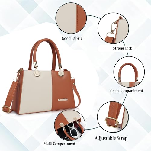 Image of Gold Rose Women's Elegant Color Block Handbag - Stylish Top Handle Purse for Office, Party & Daily Use | Premium Structured Ladies Hand Bag
