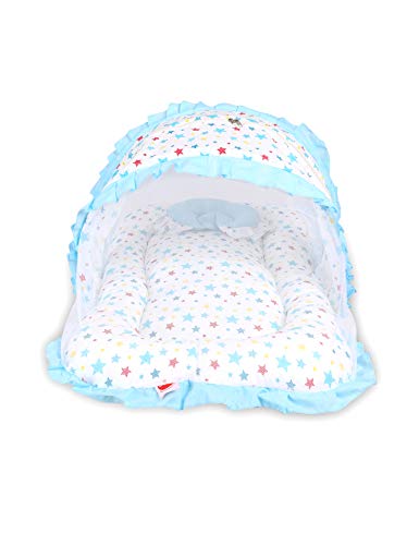 Image of VParents Joy Jumbo XL Blue Cotton Bedding Set & Mosquito Net