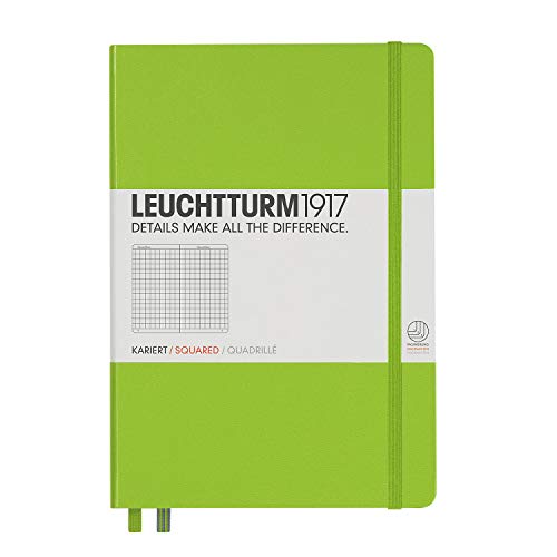 LEUCHTTURM1917 - Notebook Hardcover Medium A5-251 Numbered Pages for Writing and Journaling (Lime, Squared)