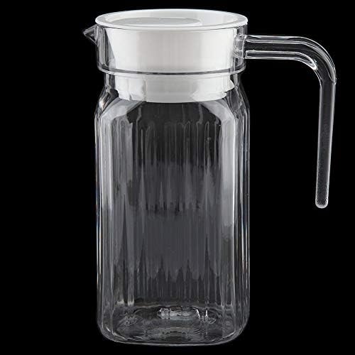 Drink Pitcher,Juice Bottle,Plastic Transparent Beverage Jug Striped Cold Water Bottle Ice Juice Jug with Handle & Lid for Bar Home Application (500ML)