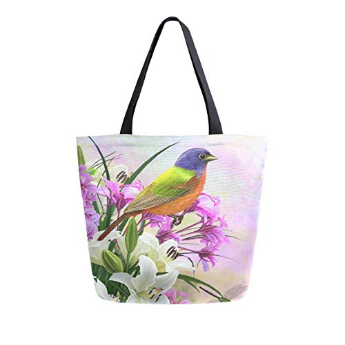Women's Tote Bag Top Handle Handbags Shoulder Tote Bag Bird Tote Washed Canvas Purses Bag