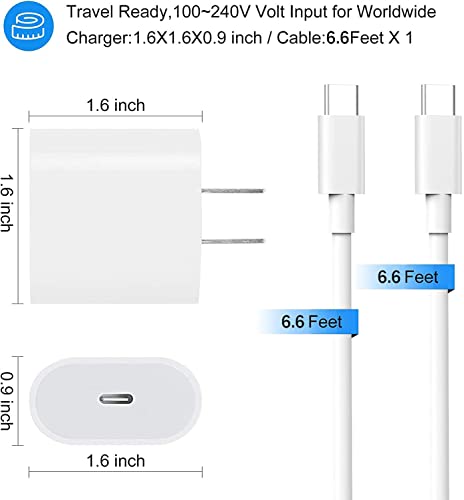 20W Usb C Fast Charger For Ipad Pro 12.9, Ipad Pro 11 Inch 2021/2020/2018, Ipad Air 5Th/4Th 10.9 Inch 2022/2020, Ipad Mini 6 Generation 2021, Pd Wall Charger With 6.6Foot Usb C To C Charging Cable #TOP3
