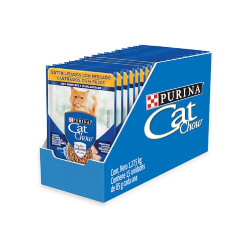 Pack Ração Úmida Nestlé Purina Cat Chow Para Gatos Castrados Sabor Peixe - Com 15 Sachês 85g