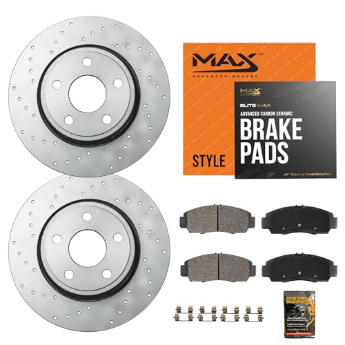 Image of MAX Advanced Brakes - Front Brake Kit For 2011-2016 Hyundai Elantra, 2014-2018 Kia Forte| Carbon Ceramic Brake and Rotor Kit| Daily Performance Geomet Coated Cross-Drilled Brake Rotors