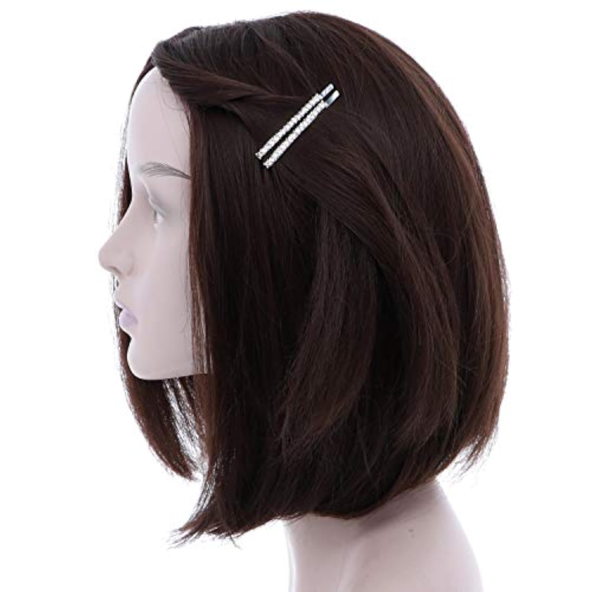 Clear Rhinestone Studded Hair Barette Bobby Pin Clip, 4 Count