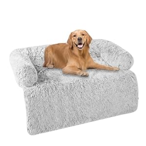 Hundebett, Anti-Bewuchs Hundedecke, Hundesofa, Sofaschutz, Waschbar und rutschfest Hundekissen für Mittelgroße und Grosse Hunde, Größe XL, 110 x 95 x 18 cm, Hellgrau