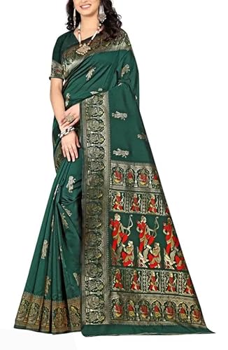 Generic green baluchari silk saree – image 3