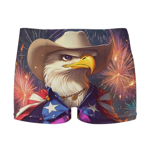 July 4th American Flag Bald Eagle Mens Swim Trunk Swimwear Swim Brief Square Leg Board Short S S0407243
