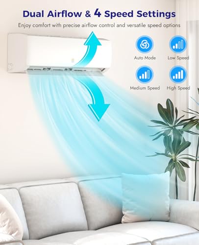Image of 9000 BTU Mini Split AC /Heating System - Ductless Mini Split Air Conditioner with Heat Pump, 19 SEER2, 115V Energy Efficient, Covers Up to 450 Sq. Ft.