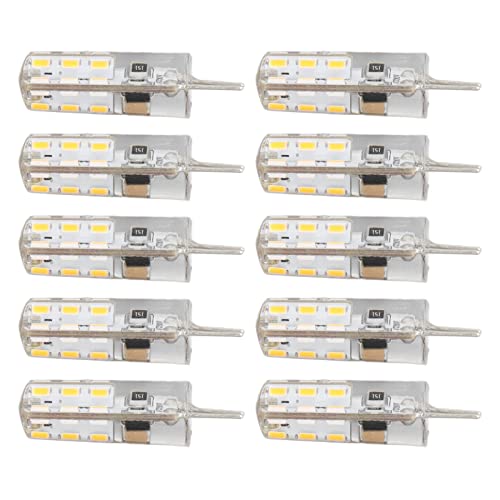 Fdit Bombillas LED G4, 1,5 W, 220 V, Blanco Cálido, 3000 K, 110 Lm, Base Bipin de Silicona, con Fuente de Luz No Regulable, para Iluminación de Paisaje, RV, Patio, Jardín, Gabinete,