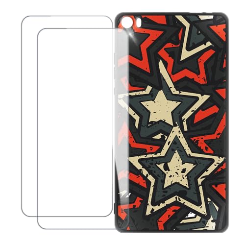 UOGNADGD Compatible with Huawei P8 Max Case Colorful Custom Cover with 2 Pack Tempered Glass Screen Protectors - Shockproof Scratch-Resistant (Star)