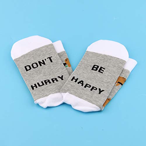 LEVLO Sloth Socks Gift for Sloth Lover Don't Hurry Be Happy Sloth Cotton Socks Sloth Friendship Gift for Women Girls4