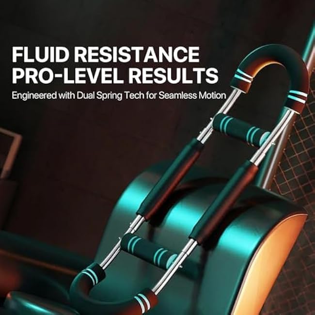 MACYO Saker Twister Arm Trainer 40-110lbs Adjustable, Portable Home Gym Equipment for Chest & Arm Workout - Detachable Spring Steel Design, Anti-Slip Foam Grip