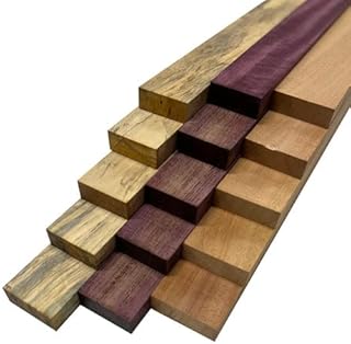 Combo Pack of 15 Cutting Board Blocks: Spalted Tamarind, Purpleheart & Honduran Mahogany, 3/4" x 2" x 18" by Exotic Wood Zone