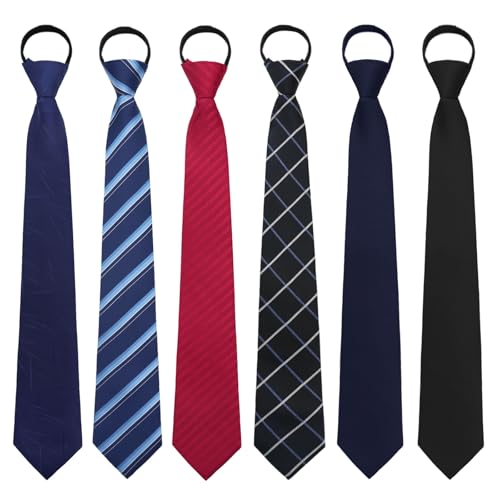 Image of Mens Tie Pre-tied Adjustable Men's Neckties, Zipper Ties for Men Accessories Business Wedding Party