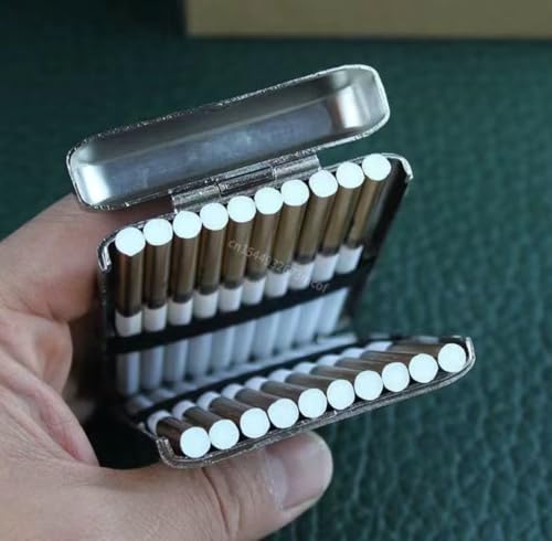 Image of Retro Metal Cigarette Case, 16 Cigarettes Storage Box, Peaky Blinders Design (Gold Slim)