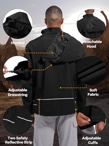 WENRONSTA Men's Lightweight Rain Jacket Waterproof Windbreaker Hooded Raincoat Shell Jacket Outdoor Hiking Fishing Travel 6