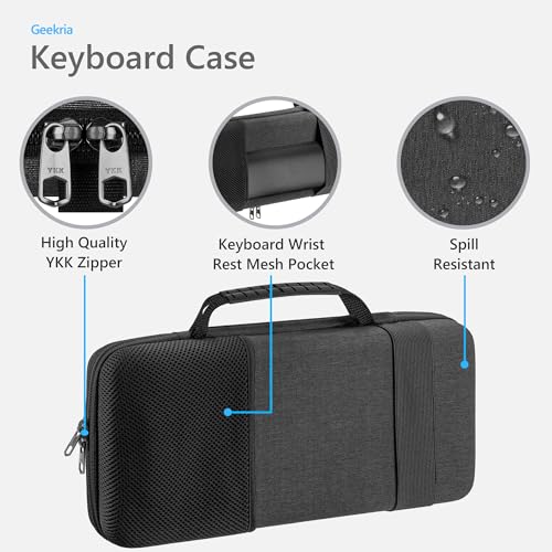 Image of GEEKRIA 75% Keyboard Hard Shell Case, Compatible with Razer BlackWidow V4 75%, YUNZII B75 PRO, Keychron Q1 HE /Q1 Ultra, Aula S75 PRO Travel Carrying Bag for 84 Key Computer Keyboard (Slim)