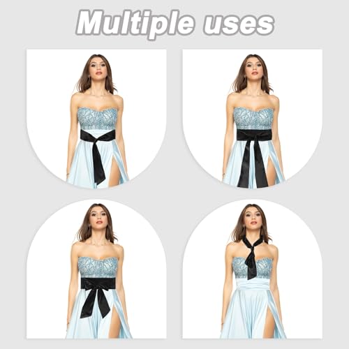 PATIKIL Satin Sash Belt, Wedding Party Bridal Blank Satin Waist Belts Prom Accessory3