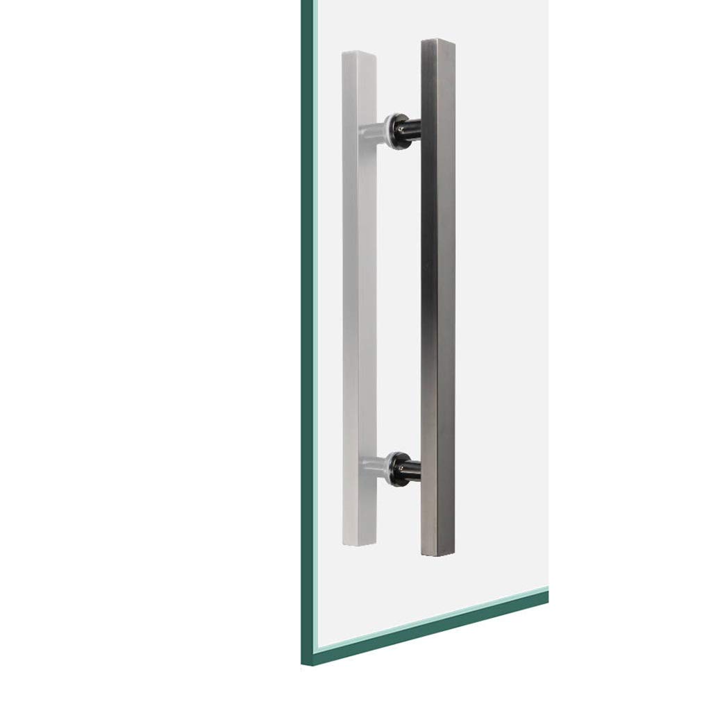 Manilla de Puerta de Cristal de Acero Inoxidable Cepillado Negro/Manilla de Puerta de Empuje y tracción para Hotel/Manilla de Puerta de Madera para el hogar, 5 Longitudes (Tama