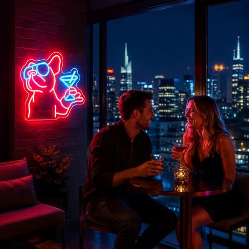 Image of Red&Blue Neon Sign Led Neon Lights Signs for Wall Decor USB Powered Led Signs for Room Decoration-Cocktail Dog