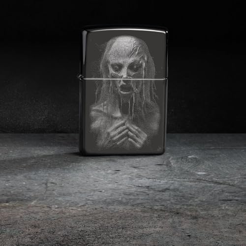 Encendedor Zippo personalizado diseño monstruo negro brillo miniatura 3