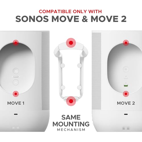 Image of Sound Bass Move Speaker Wall Mount Bracket, Weatherproof, White | Compatible with Sonos Move & Move 2, Including Mounting Accessories