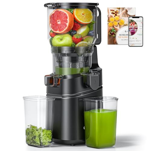 Image of AMZCHEF Cold Press Juicer - 6.5 inch Wide Mouth Hopper for Whole Recipe Loading, Self Feeding for Hands-Free Operation, Zero Waste Masticating Juicer For More Juice, Less Pulp - Triple Strainers