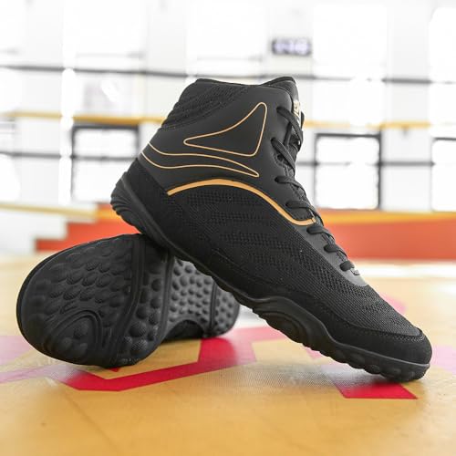 Image of THESTRON Men's Professional Boxing Wrestling Shoes Breathable Fighting Training Boots Male Combat Shoes Man High Top Fitness Sports Sneakers
