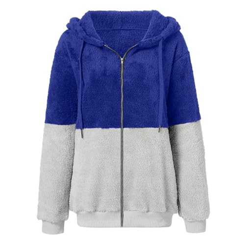 Chaqueta polar para mujer de manga larga con forro bicolor y bolsillo integrado