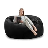 HZYPBS Chaises Big Bean Bag pour Adultes,Sac de Haricot avec Remplissage Inclus,Mousse,géant,Convient aux chaises de Lecture dans Le Salon,la Chambre et Le dortoir. (Black, 4FT)