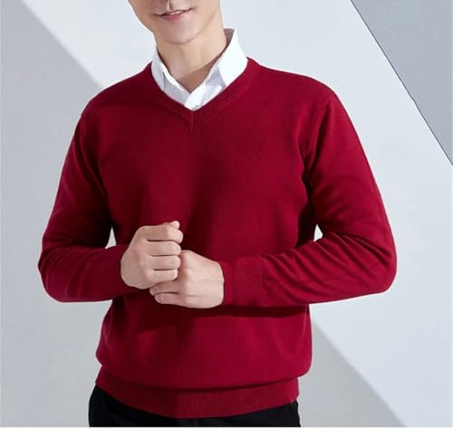Men Pullover Autumn Winter Soft Warm Business Casual Jumper Cashmere Cotton Blend V-Neck Knitted Sweater4