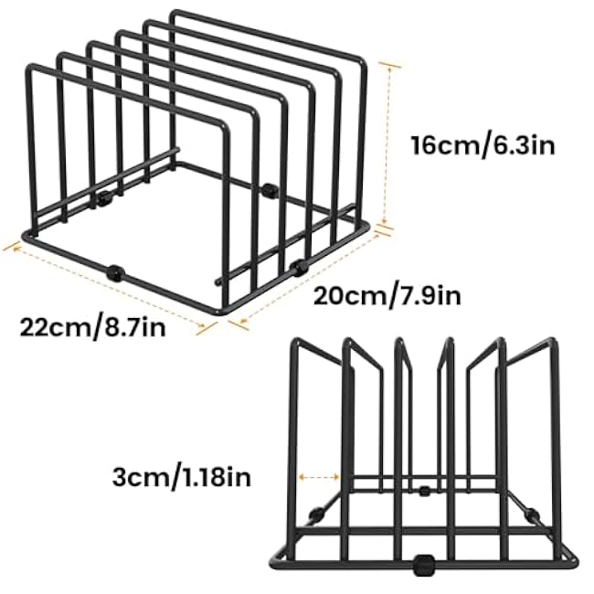 Heavy-Duty Cutting Board Organizer,5-Slot Stainless Steel Holder for Thin Pans,Baking Cookie Pan Sheets for Kitchen Cabinet Countertop Bakeware Organizer(1Pcs)