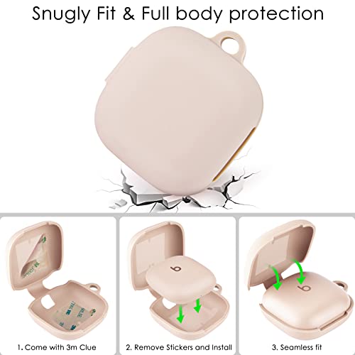 Visoom Bling Beats Fit Pro Case Cover, Silicone Beats Pro Case Cover For Women With Glitter Keychain For Beats Fit Pro Cute Beat Pro Case Protector Pink Case For Beats Fit Pro（Moon） #TOP3