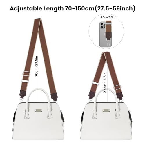 Image of Purse Strap Wide Replacement Crossbody Bag Straps, 1.5 inch Canvas Handbag Shoulder Strap, Adjustable Tote Belt(1.5 inch - Brown - Silver Buckle)