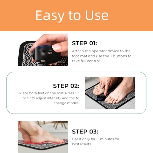 BIBIRE Masajeador de Pies EMS Eléctrico - Dispositivo de Masaje con Tecnología EMS para Mejorar la Circulación y Relajación, Portátil para Casa/Viajes - Ideal para Aliviar Fatiga y Dolor Muscular - imagen 2