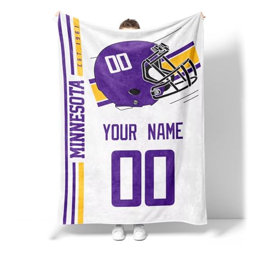 Image of Minnesota Throw Blanket Custom Name and Number Personalized Gifts for Men and Women