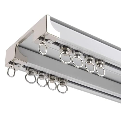 Rieles dobles unidos resistentes para el hogar, longitud personalizada, montaje en techo o pared, diseño de nano silencio, acabado blanco