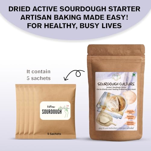 Image of Alla's Posh Flavors Dry Active Sourdough Starter | Instant Culture for Homemade Artisan Bread, Baguette, Ciabatta, Focaccia & Pizza Crust | Direct Use | Commercial Yeast Replacement | 5 x 10 g Sachets