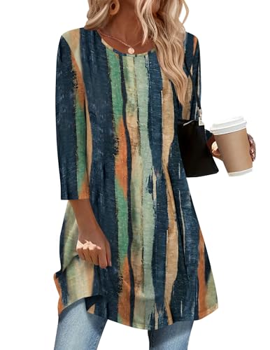 Image of Zeagoo Women Tops 3 /4 Sleeve Dressy Casual Plus Size Tunics Loose Blouses