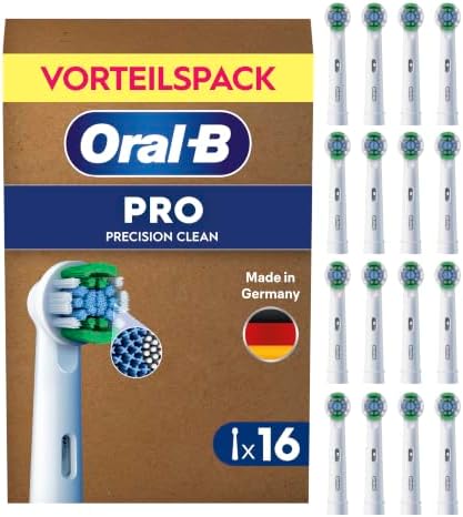 Oral-B Aufsteckbürsten PRO Precision Clean, Weiß, 16 Stück | Original Zahnbürstenaufsatz für Elektrische Zahnbürste, Zahnreinigung für Täglich Frischen Atem mit Innovativen X-Borst