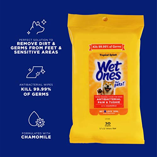 image for Wet Ones for Pets Paw & Tushie Dog Wipes With Chamomile, 30 ct - 8 Pac