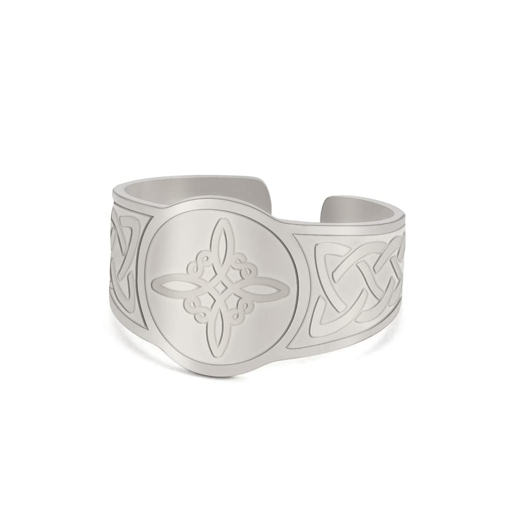 Amaxer Anillo de nudo de bruja para hombre, acero inoxidable, punk, brujería, nudo celta, amuleto vintage, vikingo, abierto, ajustable, anillo de declaración para hombres y mujeres, Acero inoxidable
