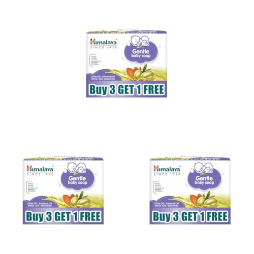 Image of Himalaya Gentle Baby Soap for Newborns | No Post Bath Dryness | B3G1 FREE - 125g | Gentle Cleansing With Phyto-Oil Complex of 100% Natural Oils of Almond & Olive| No. 1 Doctor Recommended Brand