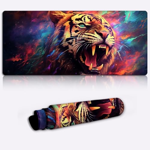 CHTXD Tastatur-Mauspad, Schreibtischunterlage, Galaxy Tiger – Gaming-Mauspad (59,9 x 34,9 x 0,3 cm), große Tischunterlage für MacBook