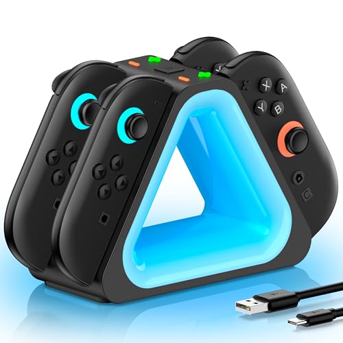 Switch 2 Charging Dock Compatible with Controller Charger Station, 4 IN 1 Switch 2 Controller Charging Station w Extended USB C Cable