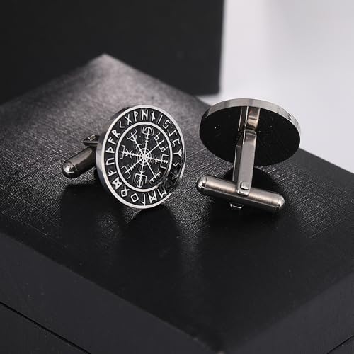 Vegvisir Compass Mancuernillas para Hombre Acero Inoxidable miniatura 3