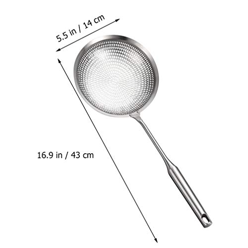 Cabilock Escumadeira de aço inoxidável com concha de coador com alça para cozinha, panela quente, so